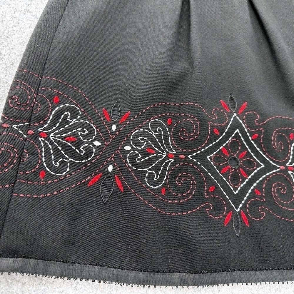 Ann Taylor LOFT A-Line Skirt Pleated Black Embroidered HemWomen's Size 0 - Picture 7 of 8